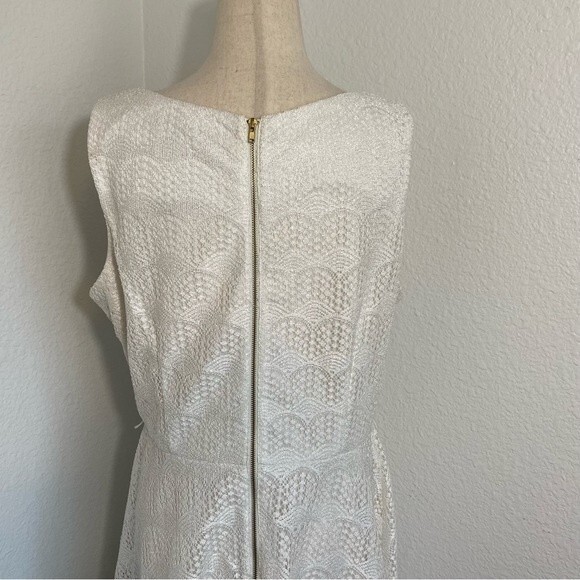 Danny & Nicole Ivory White Sleeveless Fit & Flare Lacey Crochet Sexy Size 14 - Picture 5 of 10